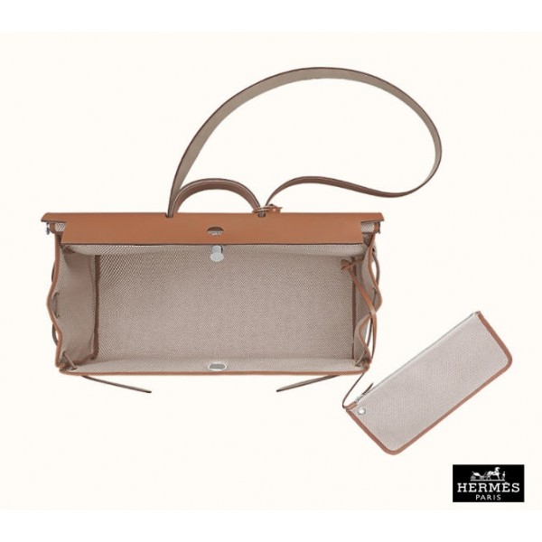Hermes handbags Herbag Zip retourne cabine 50 bag with Naturel